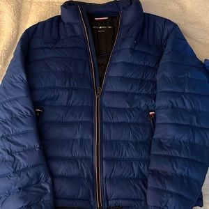 Blue Tommy Hilfiger packable jacket. Size XL. With bag for packaging. Worn Once